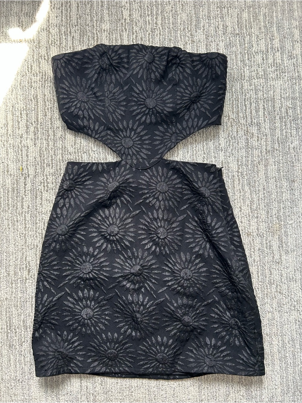 Princess Polly Black Strapless Floral Cutout Mini Dress